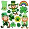 St. Patrick`s Day symbols cartoon set stock vector illustration