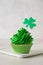 St. Patrick's Day tasty cupcake with green whipped cream.