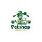 St. Patrick`s Day theme cat dog petshop logo with hat and gold, clover leaf