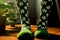 St. Patrick\\\'s day toe socks, close-up. Generative AI