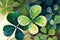 St. patrick's day watercolor clover background. AI generated