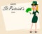 St. Patrick`s Day. Woman in costume of Leprechaun