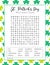 St. Patrick`s Day word search puzzle. Festive worksheet for learning English words.