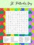 St. Patrick`s Day word search puzzle. Festive worksheet for learning English words