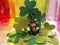 St Patrick\'s Lucky leprechaun, green sparkly shamrocks clovers