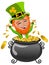 St Patrick or Saint Patrick s exulting inside pot of gold isolated