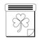 St patricks calendar with clover symbol black and white