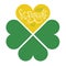 St. Patricks day abstract clover logo vector design template. Clover leaf shape with heart, combined to four-leaf lucky symbol