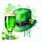 St Patricks day background. Green beer and green hat with clover. Watercolor Ai generative illustration.