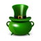 St.Patricks Day background with green cauldron and hat.