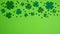 St Patricks Day banner design with shamrock and four-leaf clover. Flat lay, top view. Happy St. Patrick`s Day concept