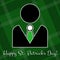 St Patricks Day card - figure, suit and green bow