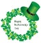 St.Patricks Day Card With Shamrock Wreath