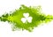 St. Patricks Day clover on green grunge blot background