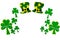 St Patricks day, festive leprechaun hat and green Shamrocks on white background