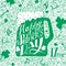 St. Patricks Day greeting. Lettering St. Patricks Day. Vector illustration. Mug of beer, shamrock