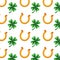 St patricks day horseshoe and clover luck good background