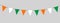 St Patricks Day, Ireland, bunting garland, green, white and orange, string of triangular flags, pennant, retro style