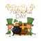 st patricks day label with leprechauns character