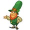 St Patricks Day leprechaun cartoon character presenting. Vector illustration