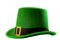 St Patricks day meme and March 17 concept with a green parade hat with a belt and buckle isolated on white background with a clip