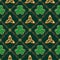 St Patricks day pattern with chains, clover