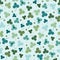 St Patricks Day Shamrock Seamless Pattern. Green and Blue Clover Repeating Background Print.