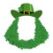 St Patricks day Template. Leprechaun blank banner. hat and beard in Shamrock. Holiday of Ireland. Traditional Irish holiday