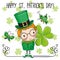 St Patricks greeting card with leprechaun