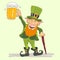 St Patricks leprechaun with beer