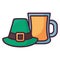 St patricks leprechaun hat with beers jars
