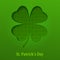 St Patricks lucky clover leaf on green text. Vector illustration.