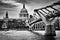 St Paul\'s Cathedral dome seen from Millenium Bridge in London, the UK.