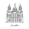 St Paul`s Cathedral, London continuous line vector illustration