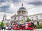 St Paul\'s Cathedral in London, the UK. Red buses