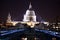 St-Paul`s cathedrale and millenium bridge during evening