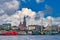 St Pauli Hamburg skyline at the Elb, Germany