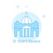 St. Peter Basilica, Rome Flat Vector Illustration, Icon. Light Blue Monochrome Design. Editable Stroke