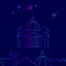 St. Peter Basilica, Rome Vector Line Icon, Illustration on a Dark Blue Background. Related Bottom Border