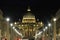 St. Peter dome night view in Rome