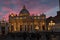 St. Peter`s Basilica in the evening from Via della Conciliazione in Rome. Vatican City Rome Italy. Rome architecture and landmark