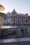 The St. Peter`s Basilica from the granite fountain  in the Vatican City