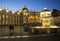 The St. Peter`s Basilica from the granite fountain  in the Vatican City