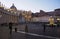 The St. Peter`s Basilica from the granite fountain  in the Vatican City