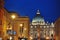 St. Peter`s Basilica night view, Rome, Italy