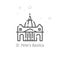 St. Peter`s Basilica, Rome Vector Line Icon, Symbol, Pictogram, Sign. Abstract Geometric Background. Editable Stroke