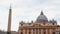 St. Peter`s Basilica in the Vatican City and ancient Egyptian obelisk on the St. Peter`s Square