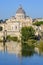 St Peter\\\'s basilica in Vatican and St. Angel bridge over Tiber, Rome, Italy