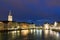 St. Peter and town hall Zurich in the blue hour