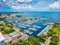 St Petersburg city downtown. State Florida. Gulf of Mexico. Panorama of St Pete FL with park and pier.